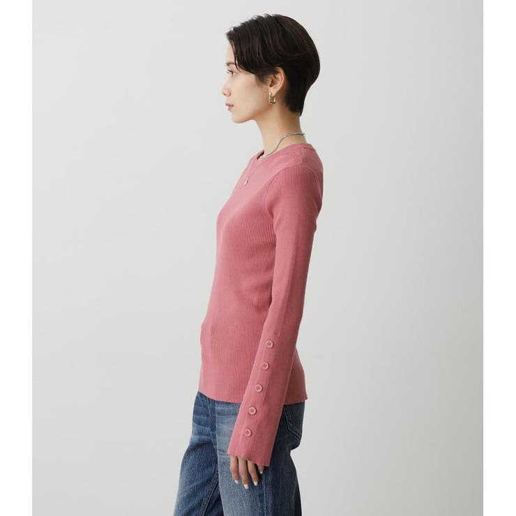SLEEVE BUTTON RIB KNIT TOPS[品番：AZLW0019581]｜AZUL BY MOUSSY 