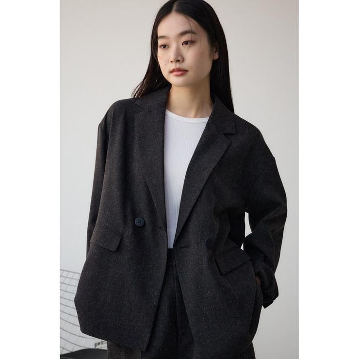 美品MOUSSY ツイード ダブルブレストジャケットFREEサイズ 