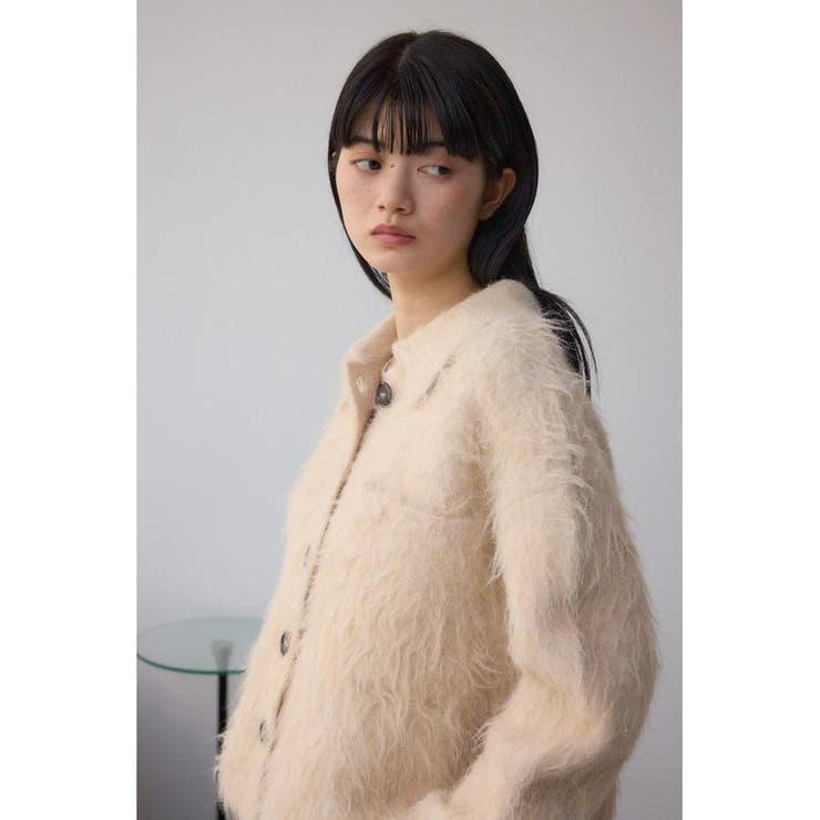 シャギー襟付きニットカーデ | AZUL BY MOUSSY | 詳細画像2 