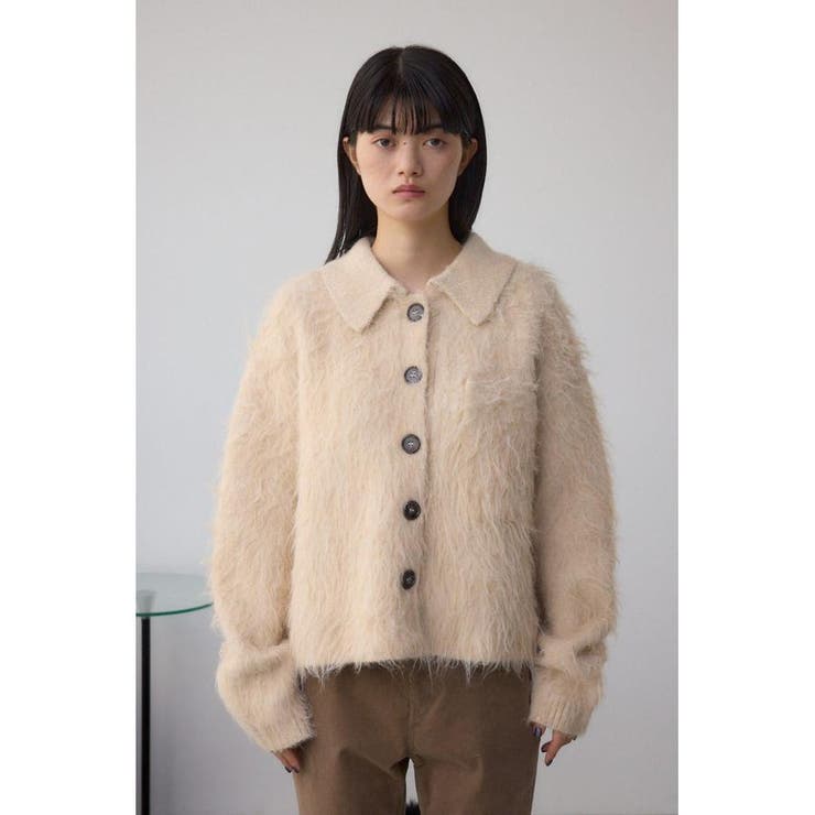 シャギー襟付きニットカーデ | AZUL BY MOUSSY | 詳細画像5 