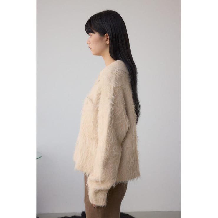 シャギー襟付きニットカーデ | AZUL BY MOUSSY | 詳細画像6 