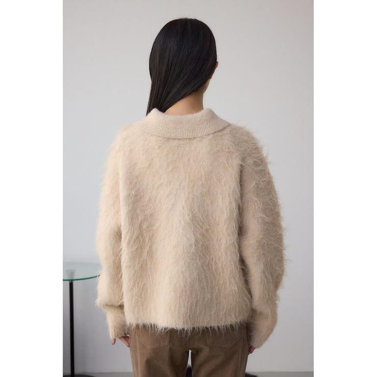 シャギー襟付きニットカーデ | AZUL BY MOUSSY | 詳細画像7 