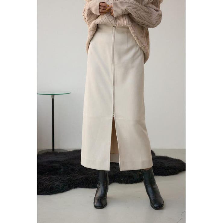 フェイクレザー/スエードジップタイトスカート | AZUL BY MOUSSY | 詳細画像1 