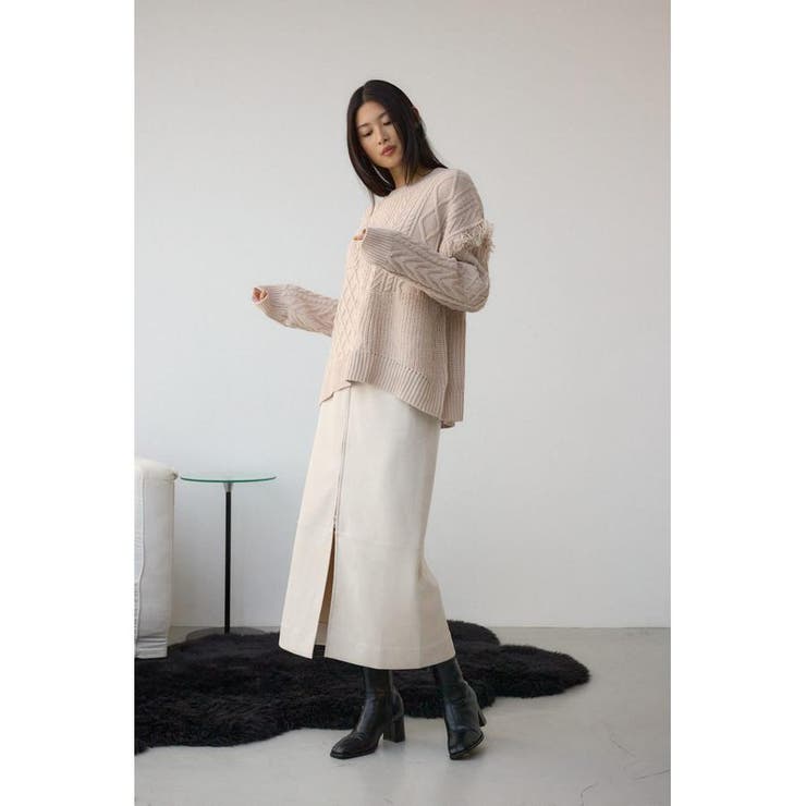 フェイクレザー/スエードジップタイトスカート | AZUL BY MOUSSY | 詳細画像3 