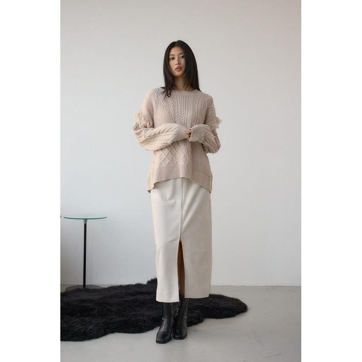 フェイクレザー/スエードジップタイトスカート | AZUL BY MOUSSY | 詳細画像4 