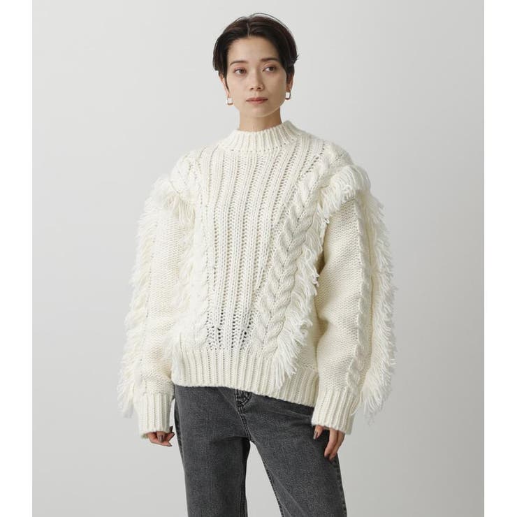 FRINGE CABLE KNIT TOPS[品番：AZLW0019435]｜AZUL BY  MOUSSY（アズールバイマウジー）のレディースファッション通販｜SHOPLIST（ショップリスト）