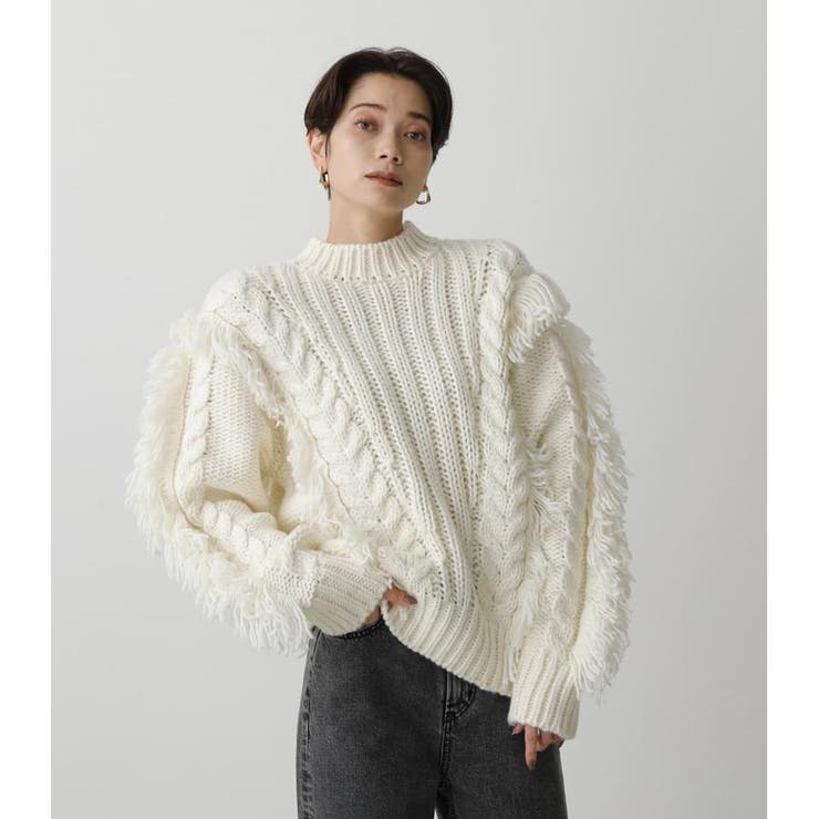 FRINGE CABLE KNIT TOPS[品番：AZLW0019435]｜AZUL BY  MOUSSY（アズールバイマウジー）のレディースファッション通販｜SHOPLIST（ショップリスト）