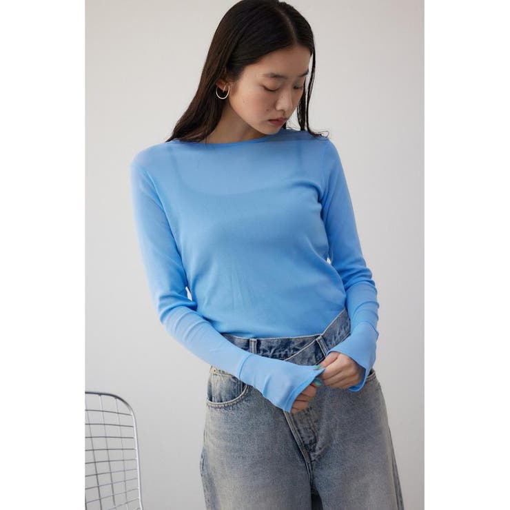 バックスリットシアーロングトップス | AZUL BY MOUSSY | 詳細画像24 