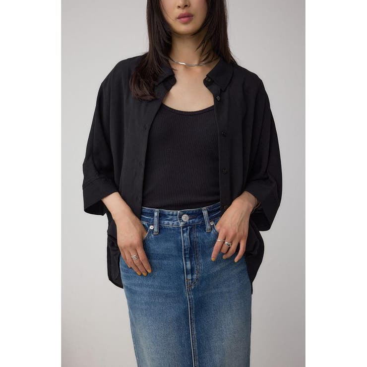 BLK | 楊柳タックヘムコクーンシャツ | AZUL BY MOUSSY