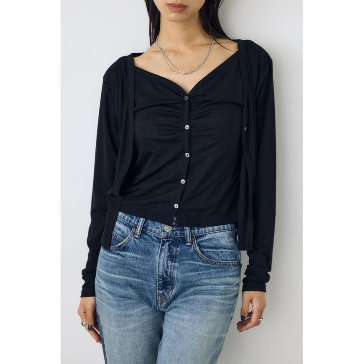 フロントギャザーレイヤードカットカーディガン | AZUL BY MOUSSY | 詳細画像13 
