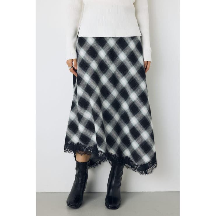 レースドッキングチェックバイアススカート | AZUL BY MOUSSY | 詳細画像1 