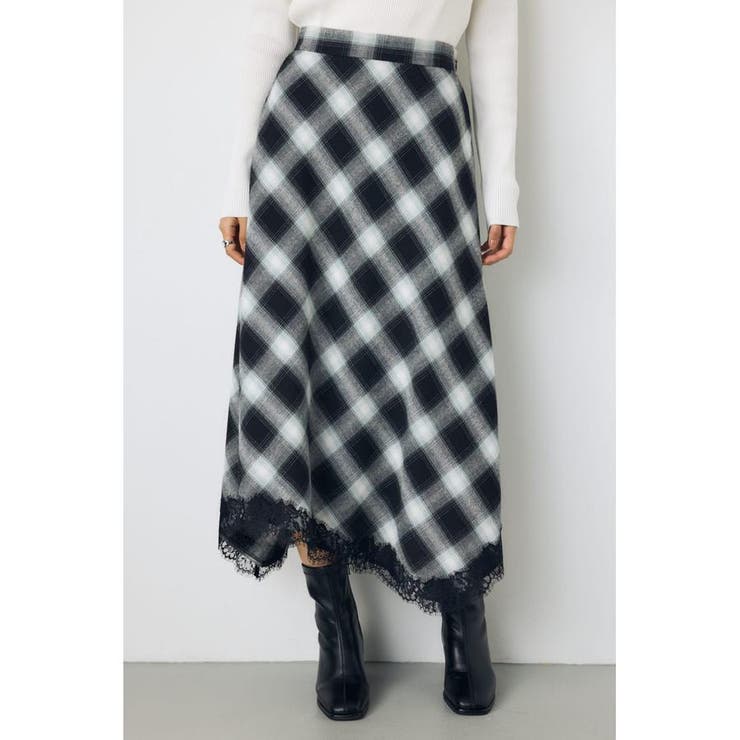 レースドッキングチェックバイアススカート | AZUL BY MOUSSY | 詳細画像2 
