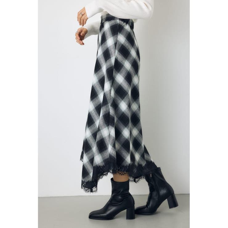 レースドッキングチェックバイアススカート | AZUL BY MOUSSY | 詳細画像4 