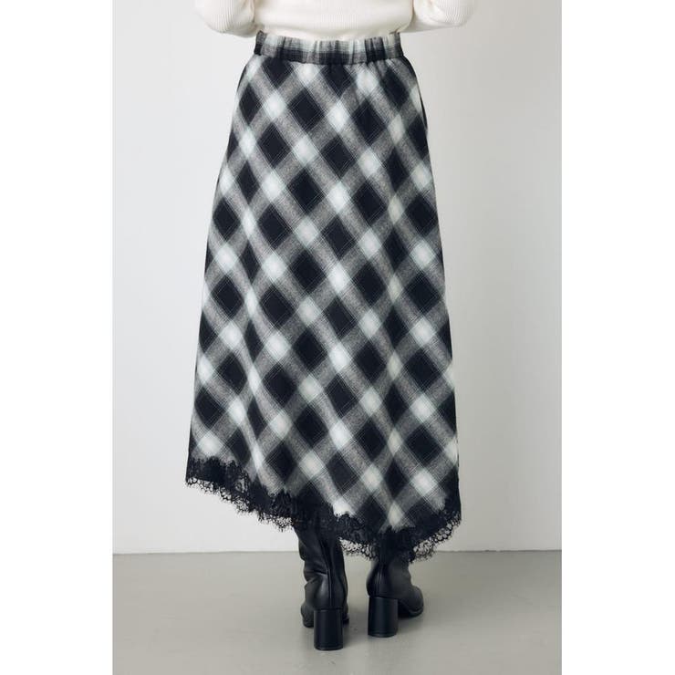 レースドッキングチェックバイアススカート | AZUL BY MOUSSY | 詳細画像5 