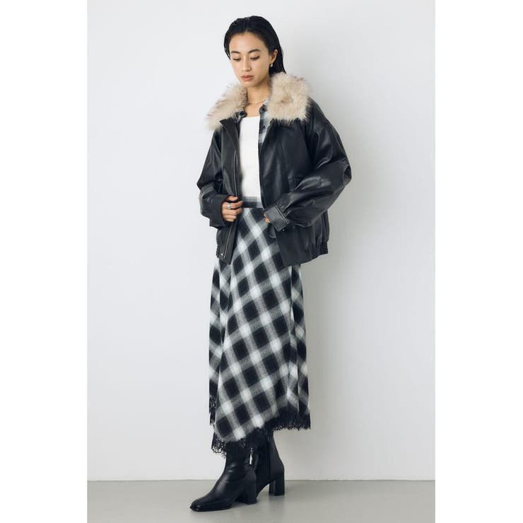 レースドッキングチェックバイアススカート | AZUL BY MOUSSY | 詳細画像8 