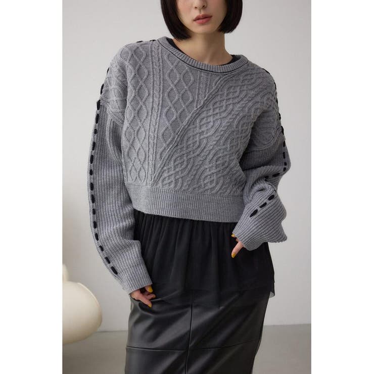 T.GRY | ステッチデザインケーブルニット | AZUL BY MOUSSY