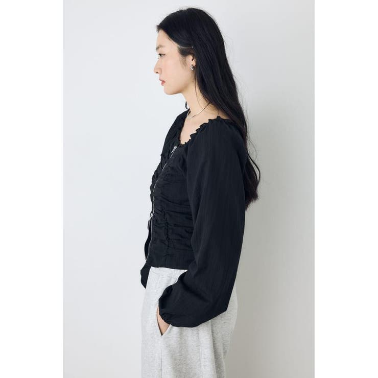 2WAYオフショルダブルジップドビーブラウス | AZUL BY MOUSSY | 詳細画像11 