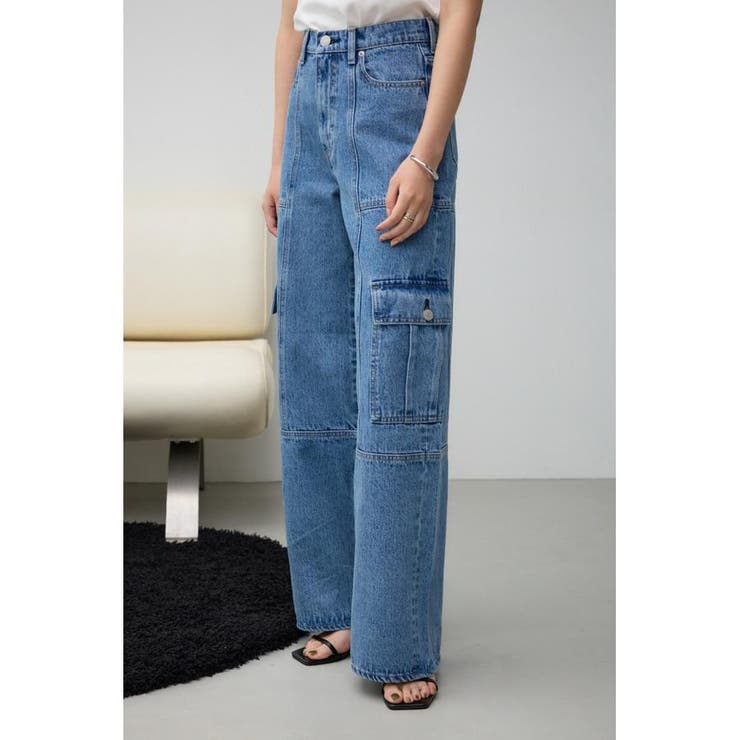 美品　グラムリップス　メタリックプリント ケミカル カーゴDENIM メタリックプリント ケミカル カーゴDENIM