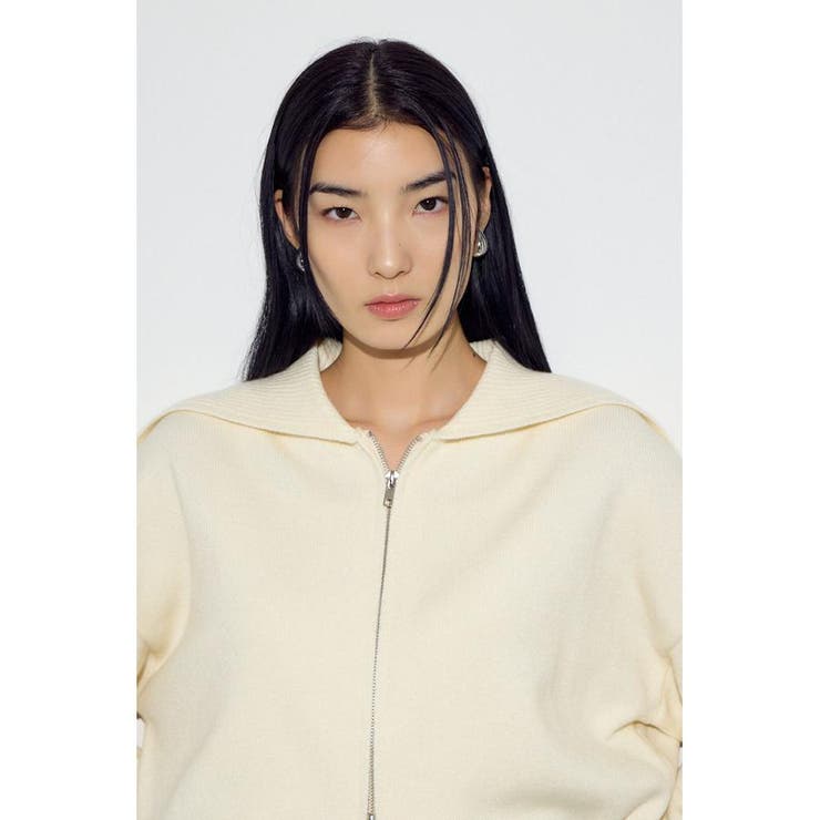 IVOY3 | ダブルジップビッグカラーニット | AZUL BY MOUSSY