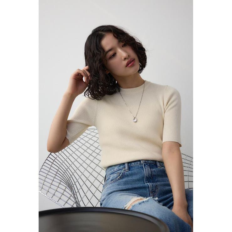 IVOY3 | ハーフスリーブクルーネックリブトップス | AZUL BY MOUSSY