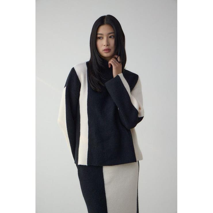バイカラーハイネックニットトップス | AZUL BY MOUSSY | 詳細画像2 