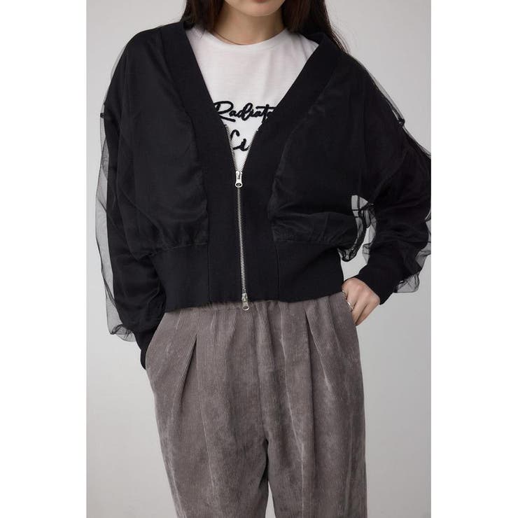 BLK | チュールドッキングニットカーディガン | AZUL BY MOUSSY