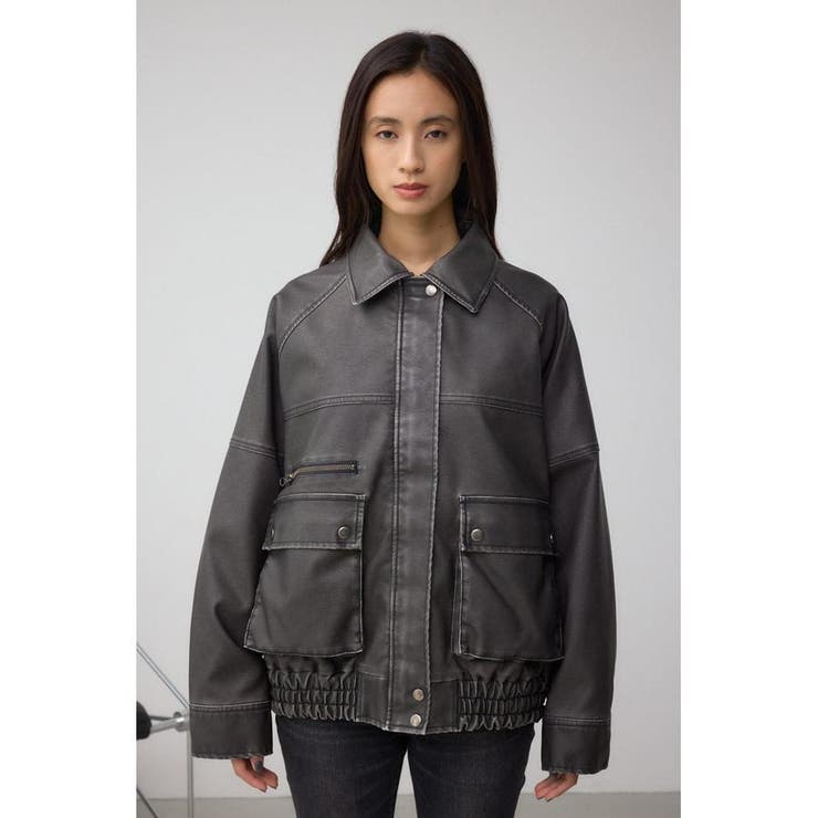 ビンテージフェイクレザーシングルブルゾン[品番：AZLW0023839]｜AZUL