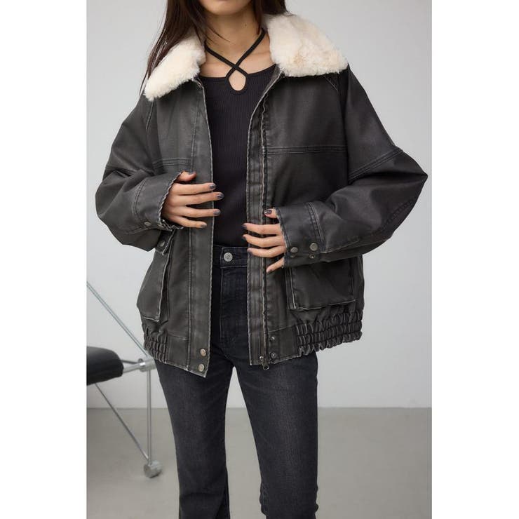 ビンテージフェイクレザーシングルブルゾン[品番：AZLW0023839]｜AZUL