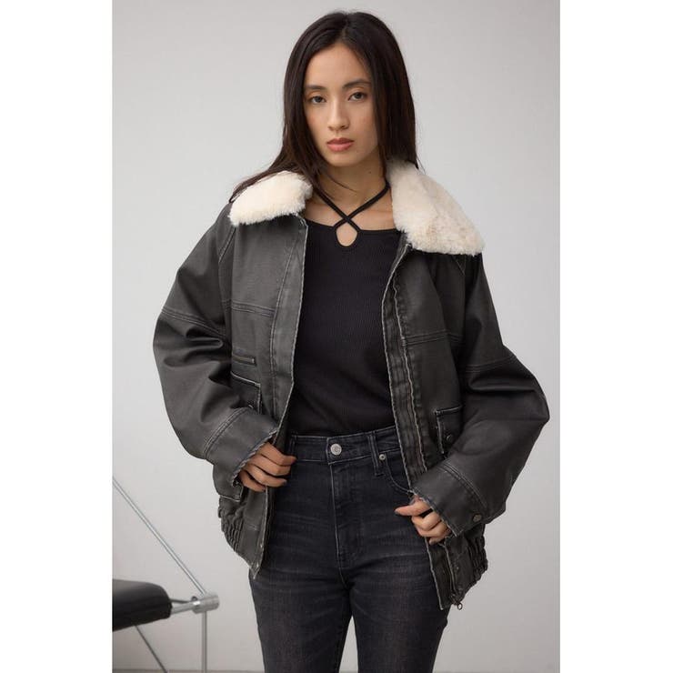 ビンテージフェイクレザーシングルブルゾン[品番：AZLW0023839]｜AZUL