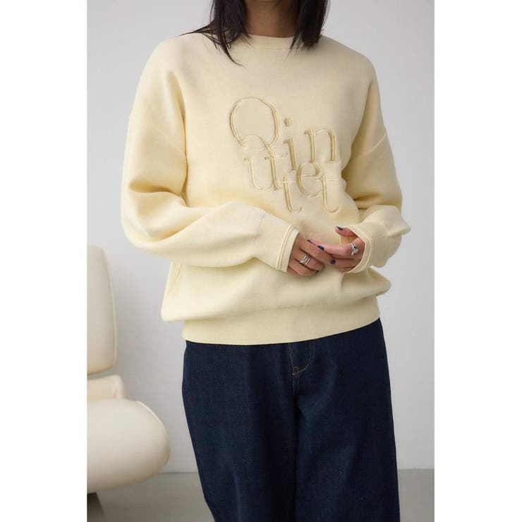 L/YEL1 | ロゴ刺繍ニットトップス | AZUL BY MOUSSY