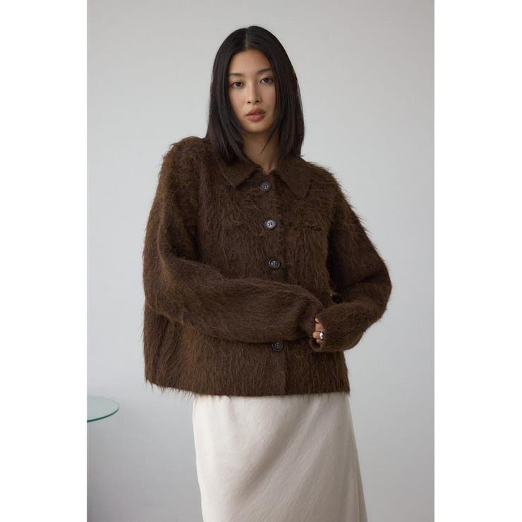 シャギー襟付きニットカーデ | AZUL BY MOUSSY | 詳細画像14 