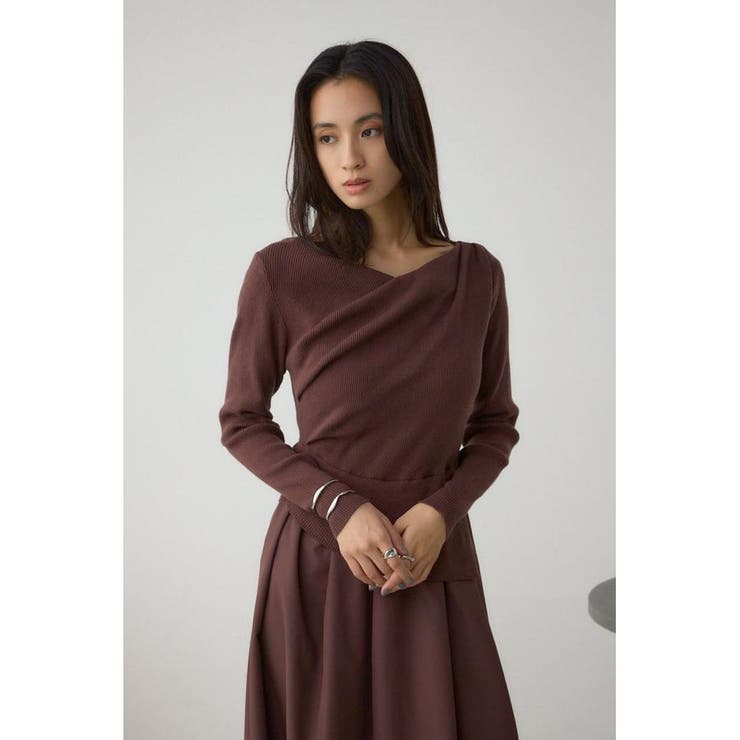 布帛ドッキングドレープニットワンピース | AZUL BY MOUSSY | 詳細画像14 