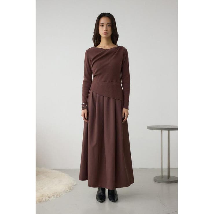 布帛ドッキングドレープニットワンピース | AZUL BY MOUSSY | 詳細画像17 