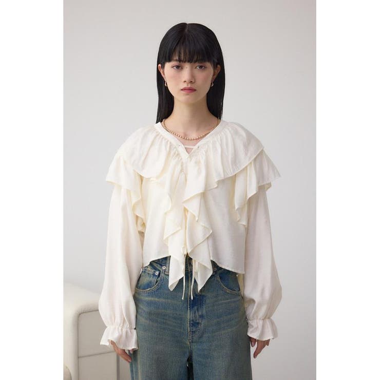 ラッフルフリルブラウス | AZUL BY MOUSSY | 詳細画像4 