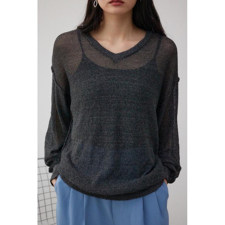 BLK | シアーグリッタールーズニット | AZUL BY MOUSSY
