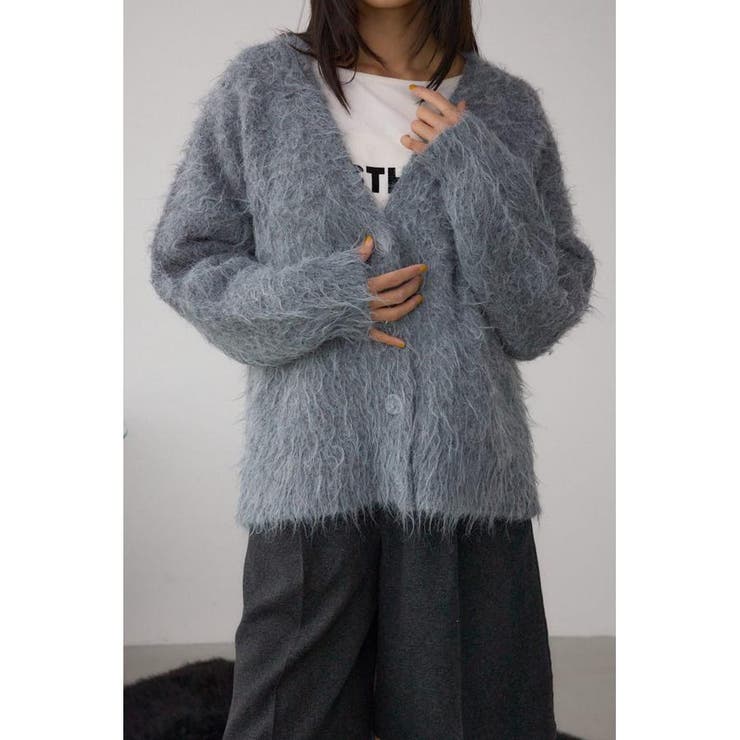 GRY | シャギー起毛ニットカーディガン | AZUL BY MOUSSY