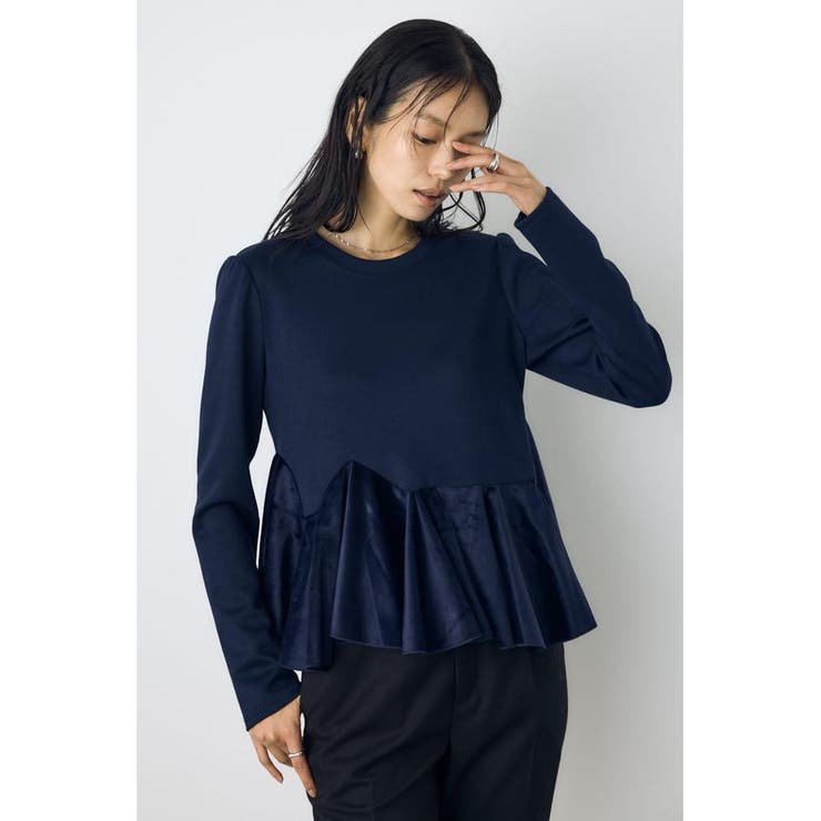 NVY | ベロアフリルヘムカットトップス | AZUL BY MOUSSY