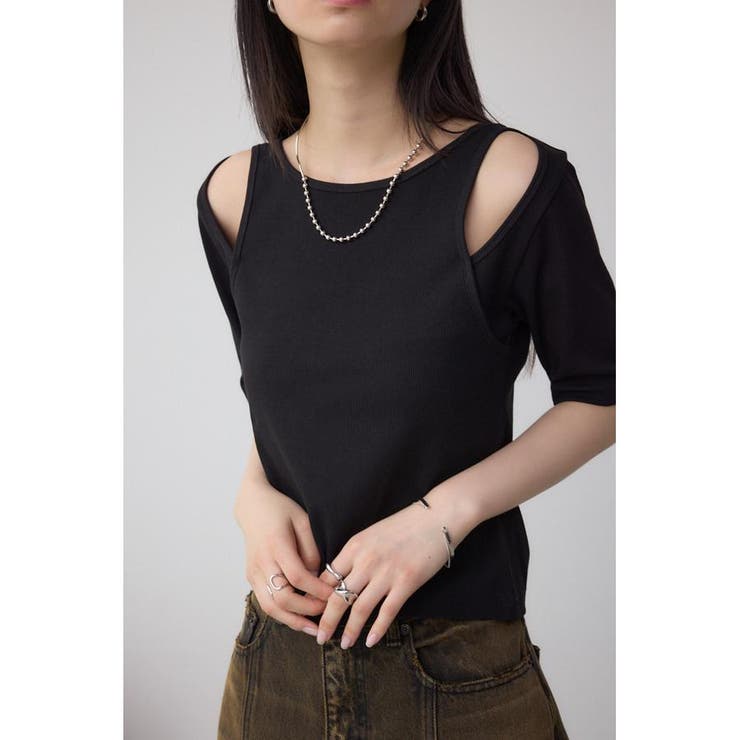 BLK | デザインネックショートTシャツ | AZUL BY MOUSSY