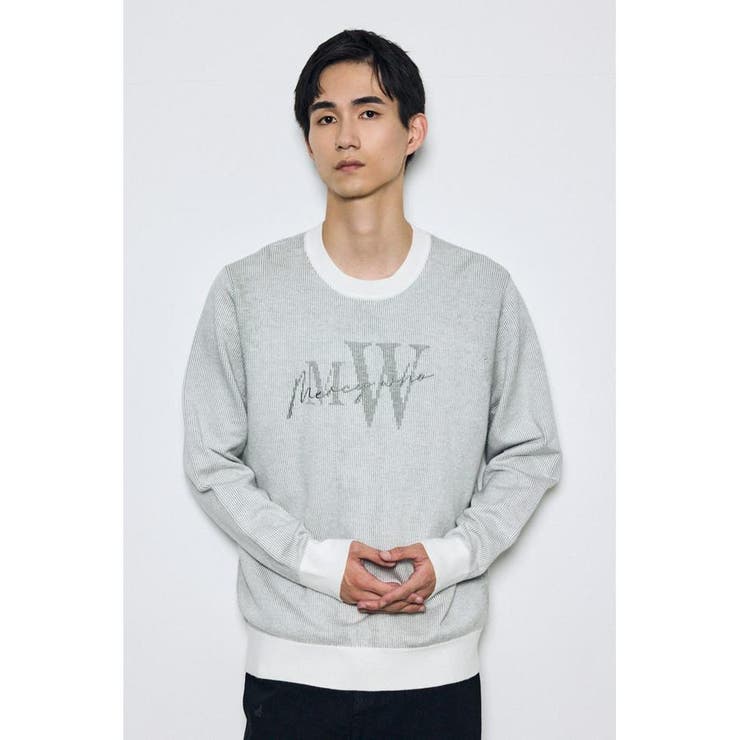 ストライプロゴニットトップス | AZUL BY MOUSSY | 詳細画像1 