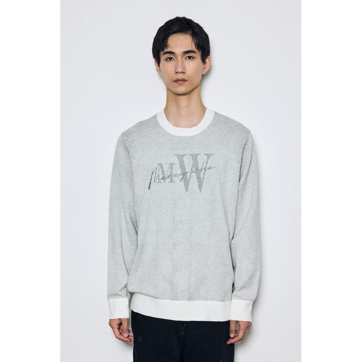ストライプロゴニットトップス | AZUL BY MOUSSY | 詳細画像4 