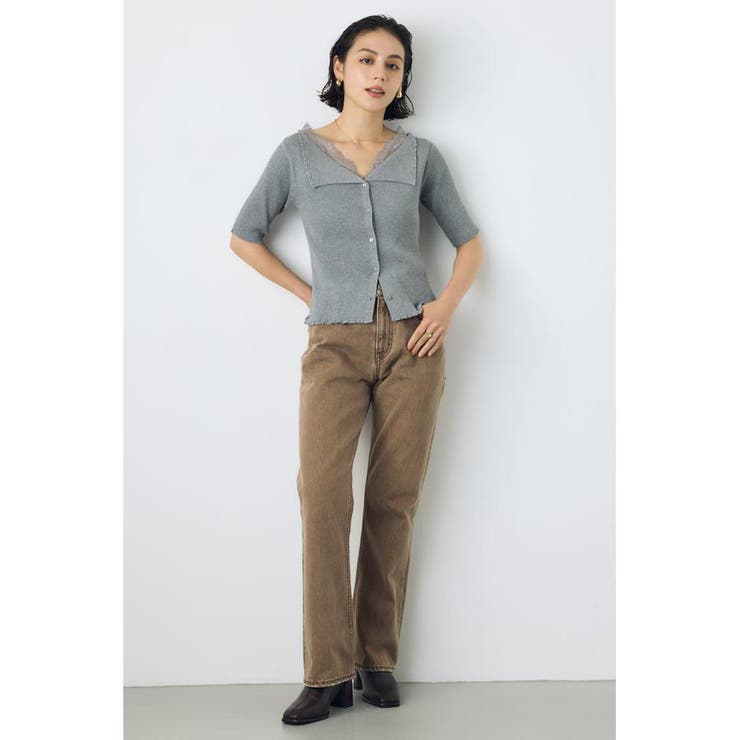 ネックレース5分袖ニットトップス | AZUL BY MOUSSY | 詳細画像14 