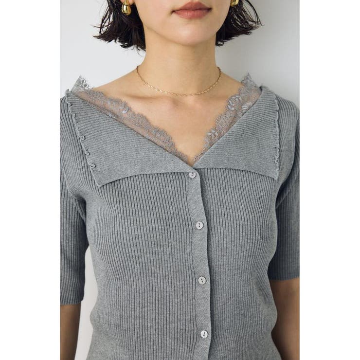 ネックレース5分袖ニットトップス | AZUL BY MOUSSY | 詳細画像15 