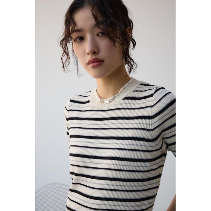 ハーフスリーブクルーネックリブトップス | AZUL BY MOUSSY | 詳細画像15 