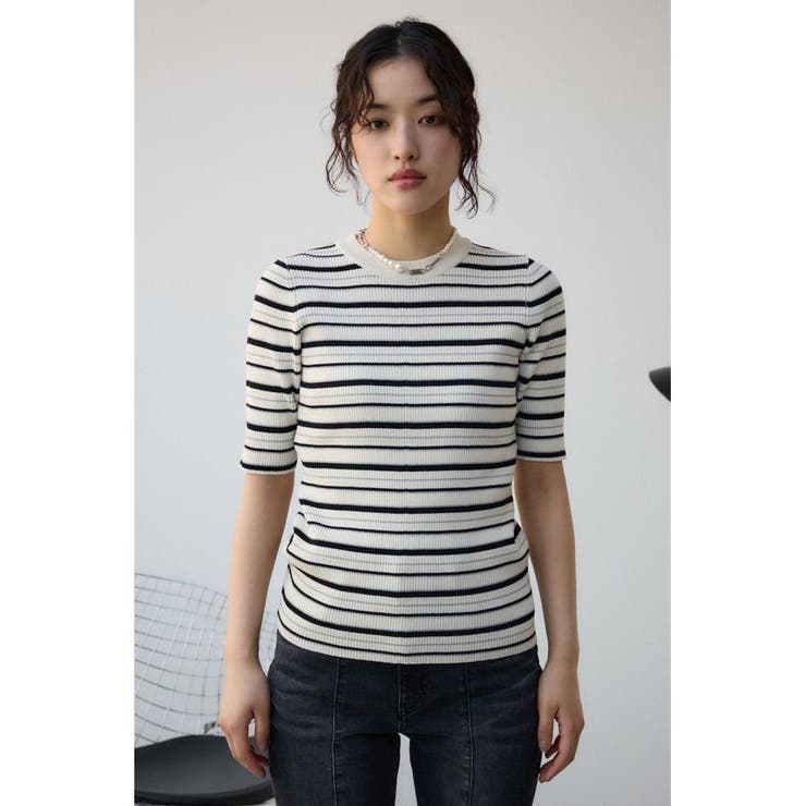 ハーフスリーブクルーネックリブトップス | AZUL BY MOUSSY | 詳細画像18 