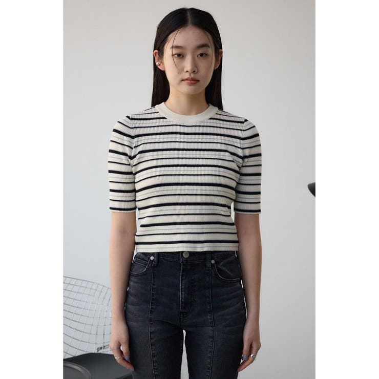 ハーフスリーブクルーネックリブトップス | AZUL BY MOUSSY | 詳細画像25 