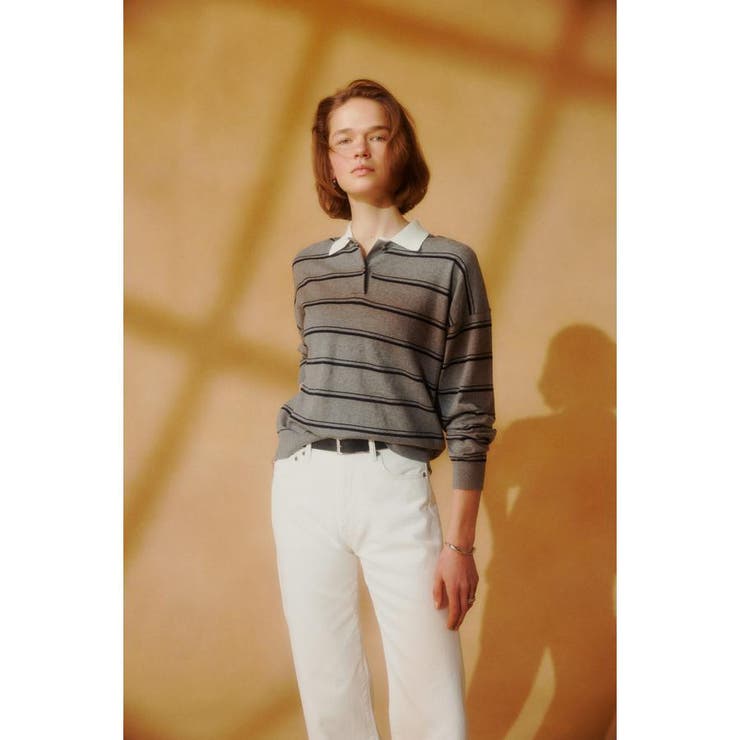 カシミヤミックスポロカラーボーダーニット | AZUL BY MOUSSY | 詳細画像25 