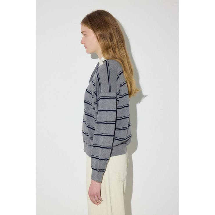 カシミヤミックスポロカラーボーダーニット | AZUL BY MOUSSY | 詳細画像31 