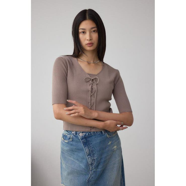 フェイクレイヤードレースアップニット | AZUL BY MOUSSY | 詳細画像21 