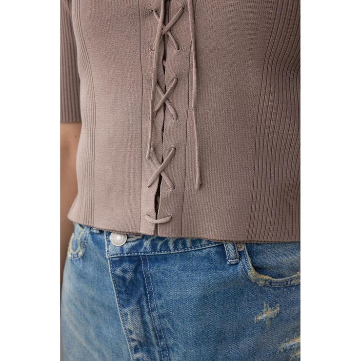 フェイクレイヤードレースアップニット | AZUL BY MOUSSY | 詳細画像28 