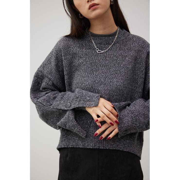 D/T.GRY3 | ボタンスリーブクロップドニットトップス | AZUL BY MOUSSY